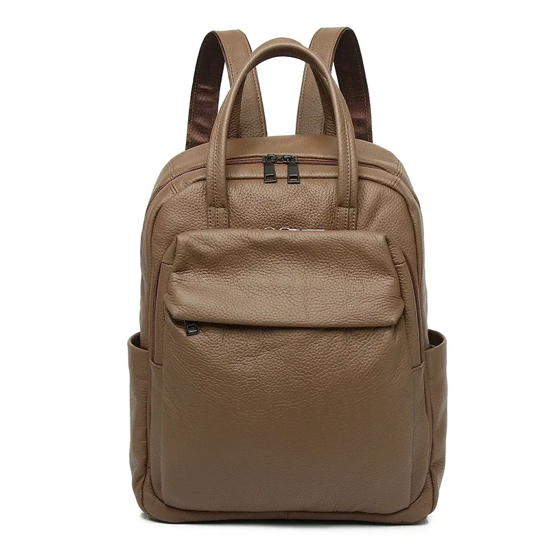 sac à dos en cuir véritable, adapté aux femmes et aux hommes, multifonctionnel et de grande capacité, peut être placé sur une valise cadeau