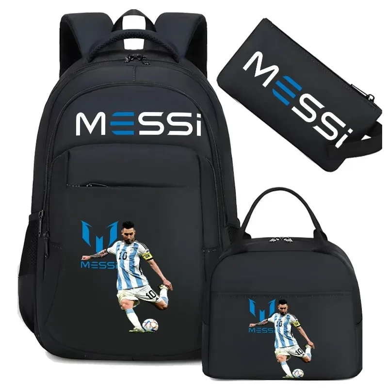 sac à dos de football messi, camouflage, pour étudiants, sac d'école pour ordinateur portable, sac à dos de grande capacité, pour femmes et hommes, loisirs, voyage, mochila 3 pièces