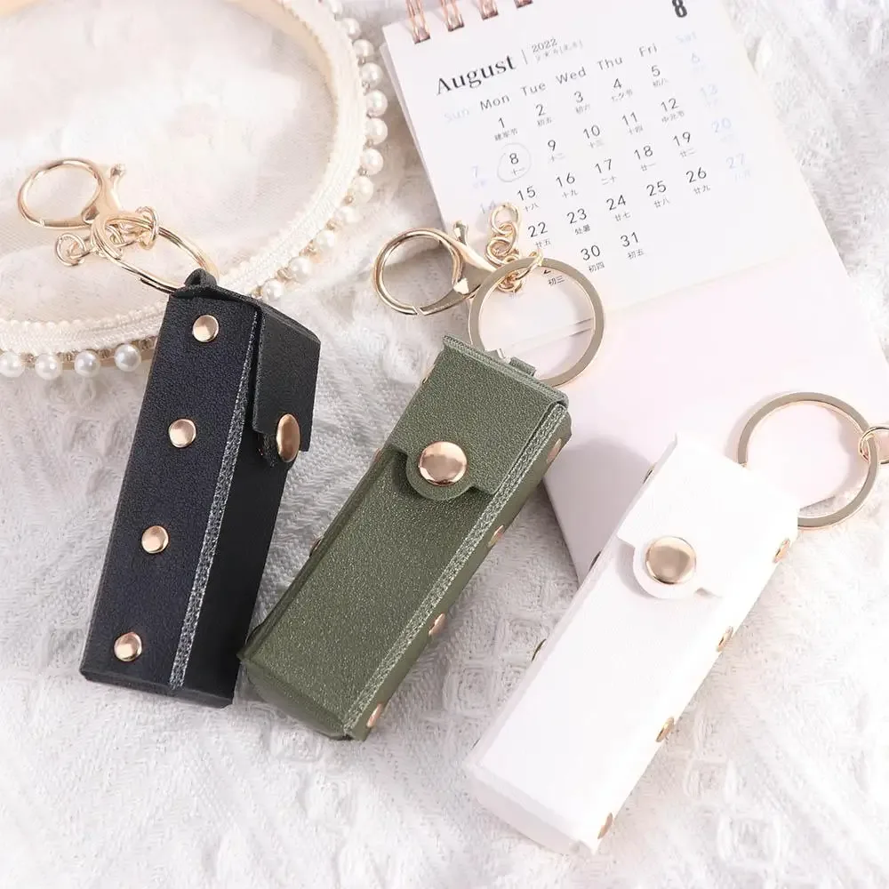 pochette à rouge à lèvres portable et étanche avec porte-clés, étui de rangement en cuir souple pour rouges à lèvres, housse de protection cosmétique