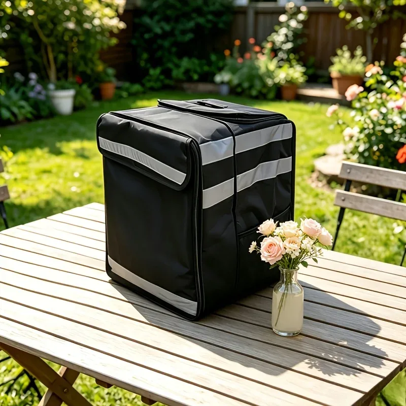 sac à dos isotherme extensible pour livraison de pizzas, grand format, avec bandes réfléchissantes, compartiments, maintien de la température, utilisation en extérieur