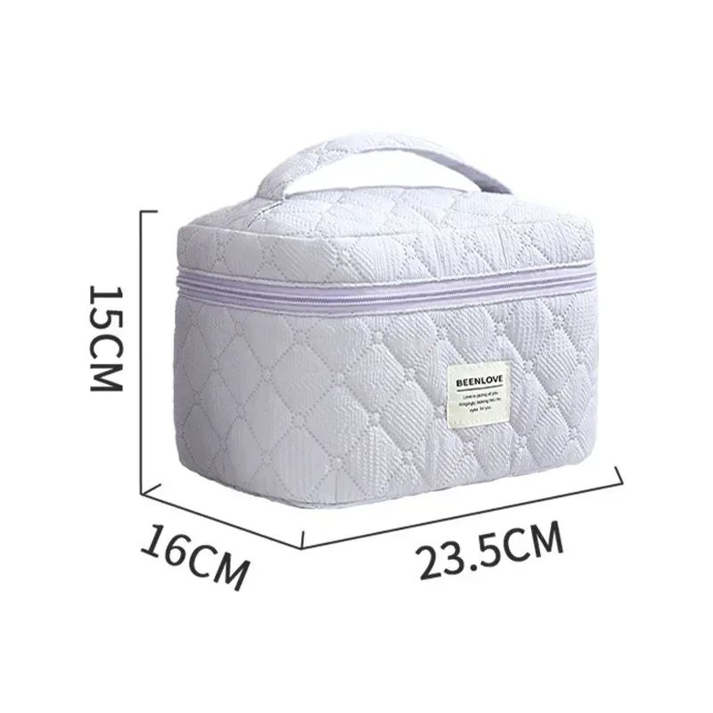 trousse de maquillage matelassurera en coton pour femme, grands sacs à fleurs, poudres cosmétiques mignonnes, sac de rangement d'articles de toilette de voyage