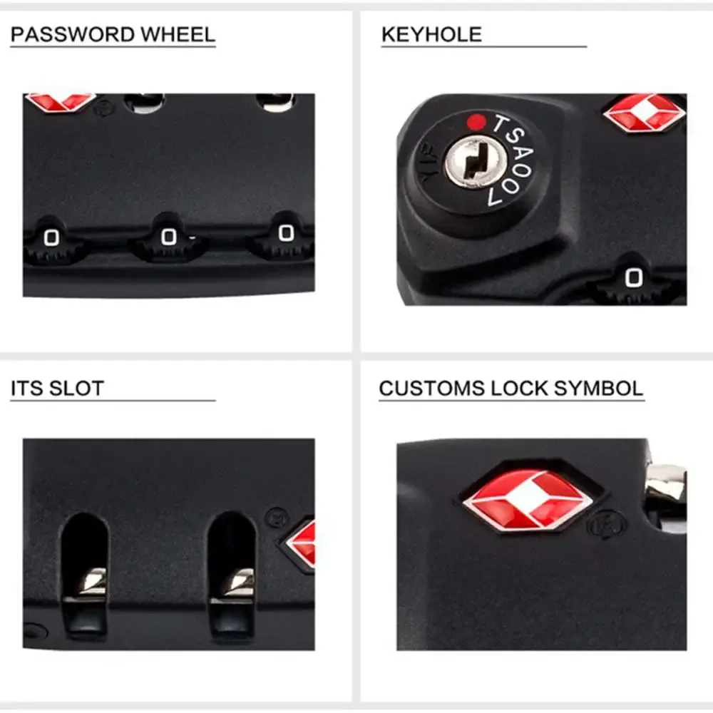 serrure à mot de passe à 3 chiffres tsa007, 1pc, sac de voyage de haute sécurité, valise, bagages, cadenas portable polyvalent