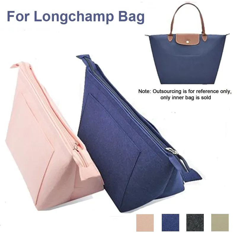 Sac à main de voyage en feutre pour femmes, organisateur de maquillage avec plusieurs poches, sacs à cosmétiques à grande doublure adaptés au sac Longchamp