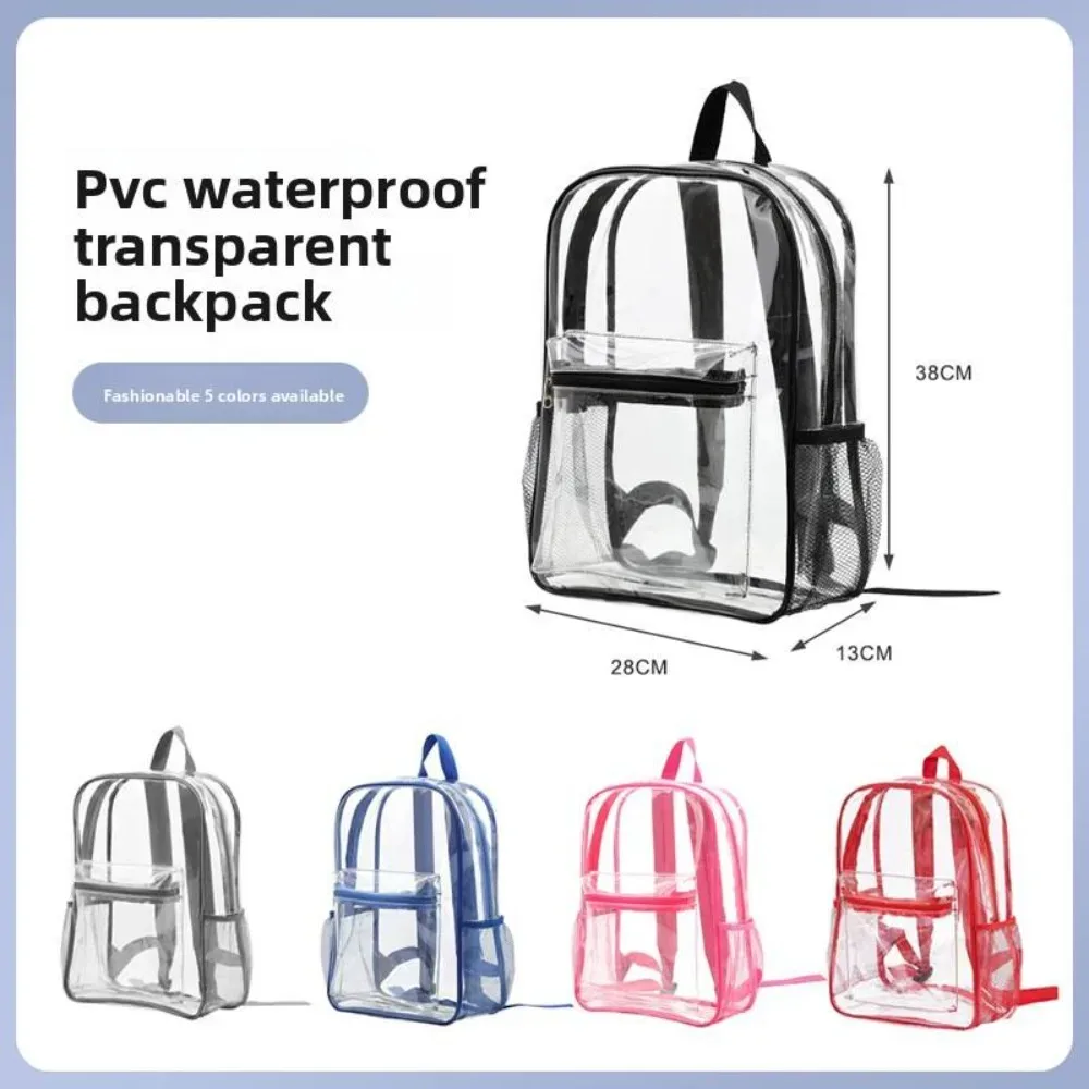 sac à dos transparent en pvc transparent, grande capacité, sangle à coussin d'air, imperméable, résistant à l'usure, sac d'école unisexe pour enfants, pour voyage