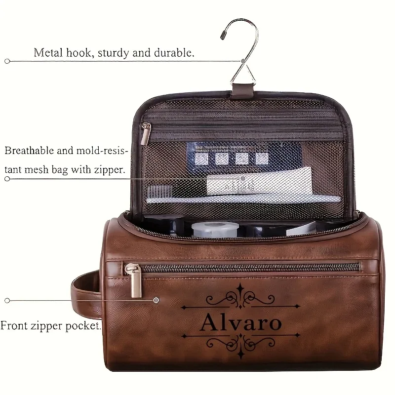 trousse de toilette personnalisée grande capacité, sac de rangement de voyage exclusif avec fermeture éclair, idéal pour les cadeaux d'anniversaire ou de vacances