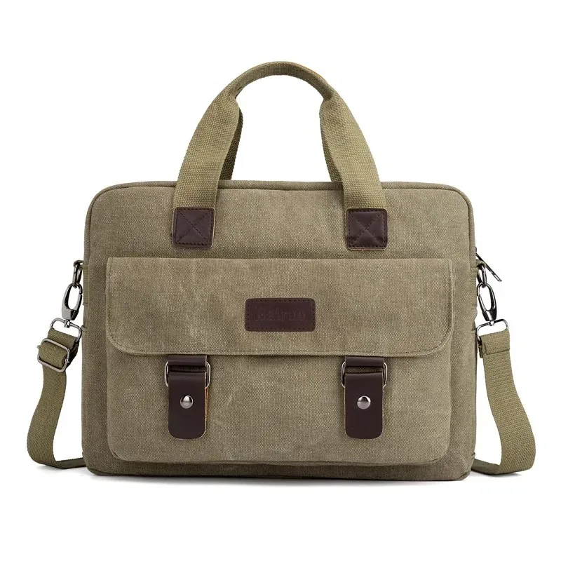 porte-documents en toile pour hommes, mallette de styliste pour le travail et les affaires, cartable décontracté de grande capacité pour étudiants, fourre-tout à bandoulière pour ordinateur portable de 14 pouces