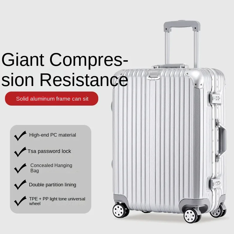 valise à cadre en aluminium 29 pouces tsa boîtier de chariot à serrure douanière roue universelle 20 "26" boîte d'embarquement à bagages valise de voyage