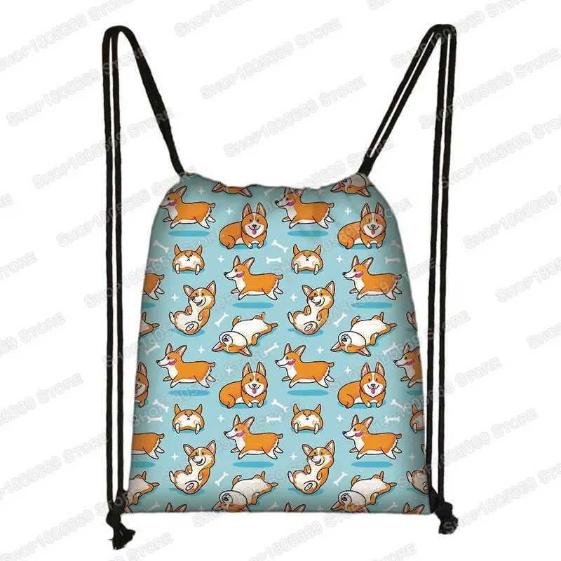 kawaii dessin animé chien chat sac à dos femmes sacs à cordon toile sac à bandoulière pour voyage filles sac à dos sacs de rangement porte-chaussures
