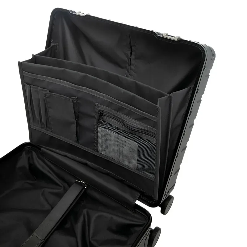 bagage à main d'affaires en alliage d'aluminium et de magnésium de 18 pouces, boîtier de chariot pour ordinateur portable, valise à cadre en métal durable pour hommes et femmes