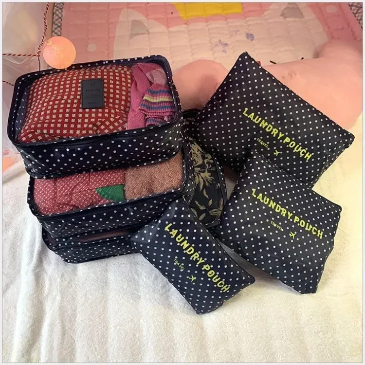 sac de rangement de voyage pour vêtements, ensemble de 6 pièces, pour garde-robe, valise en poudre, étui pour chaussures, cube d'emballage