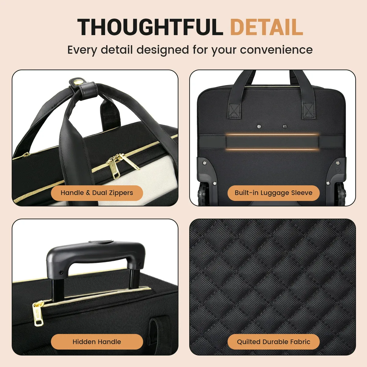 sac à roulettes pour ordinateur portable rucyen, sacoche à roulettes pour hommes et femmes, sacoche pour ordinateur portable sur roulettes, sac de voyage pour affaires, 18 pouces