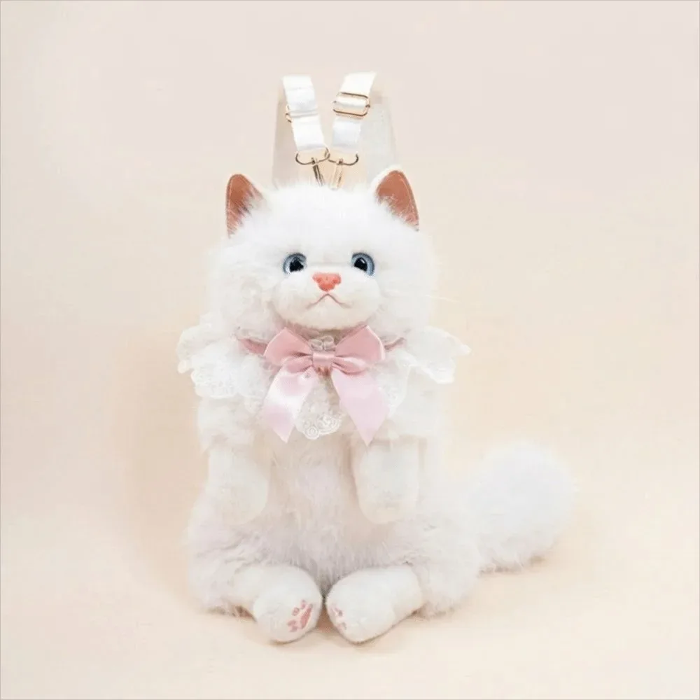 nouveau sac à dos chat réaliste en forme de poupée, doux, moelleux, mignon, sac à dos de dessin animé, sac à bandoulière, cadeaux