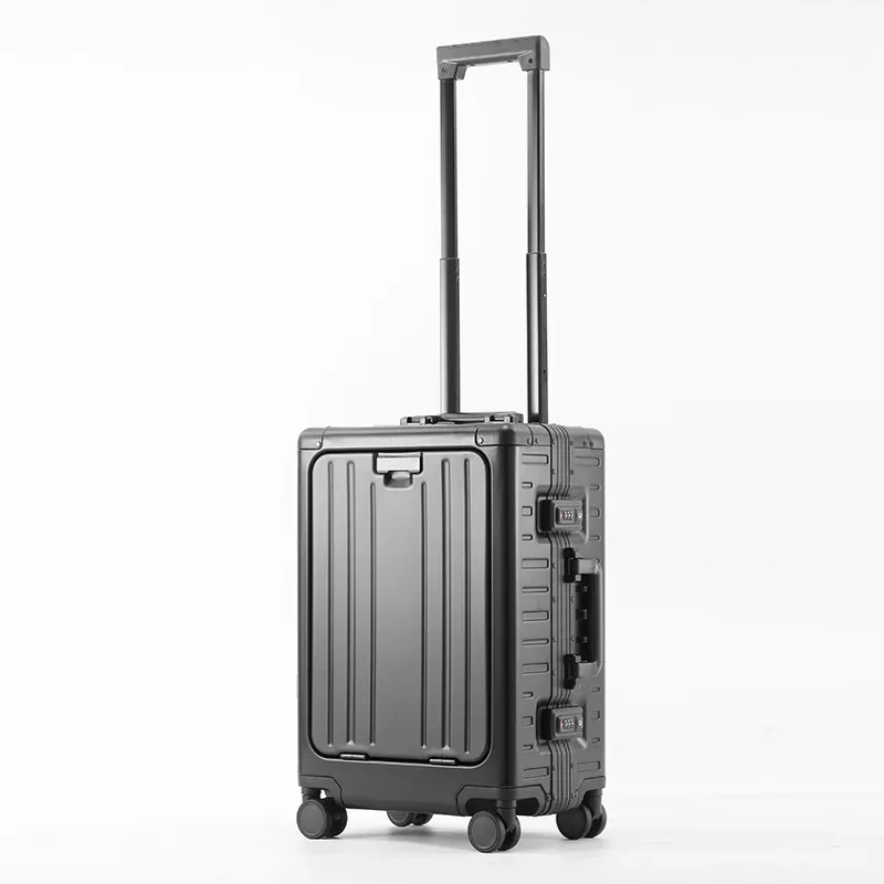 klqdzms valise pour hommes boîte d'embarquement en alliage d'aluminium et de magnésium boîtier de chariot de grande capacité 20 "24 pouces bagage roulant