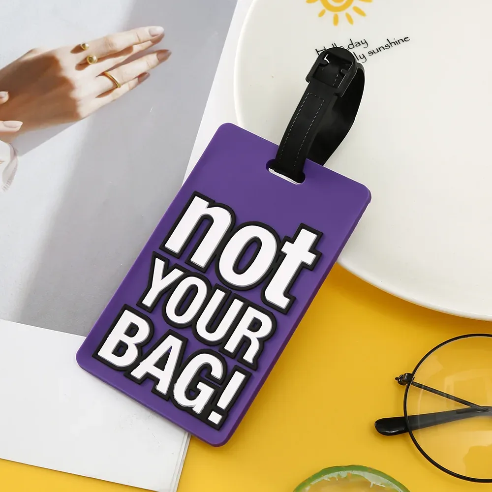 étiquette de voyage portable en silicone, étiquette de bagage, style dessin animé, étiquette de valise, lettre créative, pas votre sac, accessoires de voyage, mode
