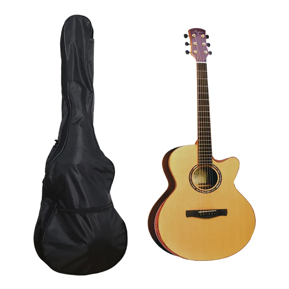 Sac de transport pour guitare en tissu Oxford noir, avec sangle réglable épaisse, fermeture éclair étanche et poignée, sac à dos pour guitare à bandoulière unique