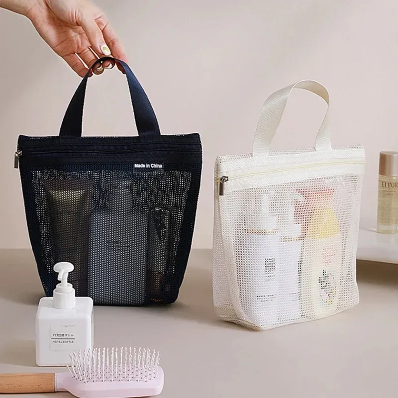 trousse de maquillage en maille imperméable portable, pochette organisateur cosmétique pour femme, sac de rang