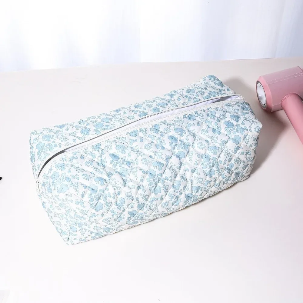 trousse de maquillage simple en coton avec fermeture éclair, pochette de rangement portable grande capacité, légère, organisateur d'outils de coiffure pour voyage