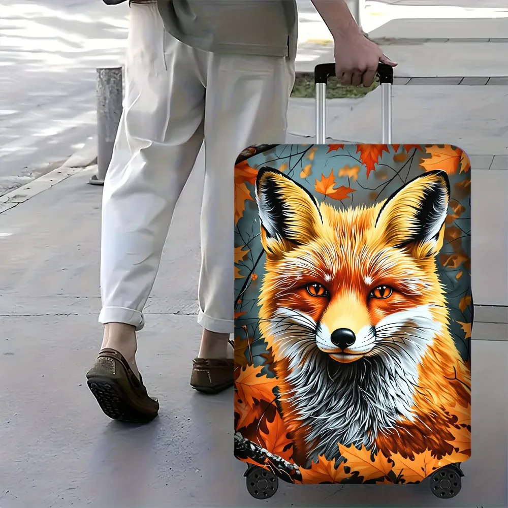 1 housse de bagage à imprimé renard et feuilles d'automne. convient aux valises de 18 à 32 pouces ; protège efficacement vos bagages