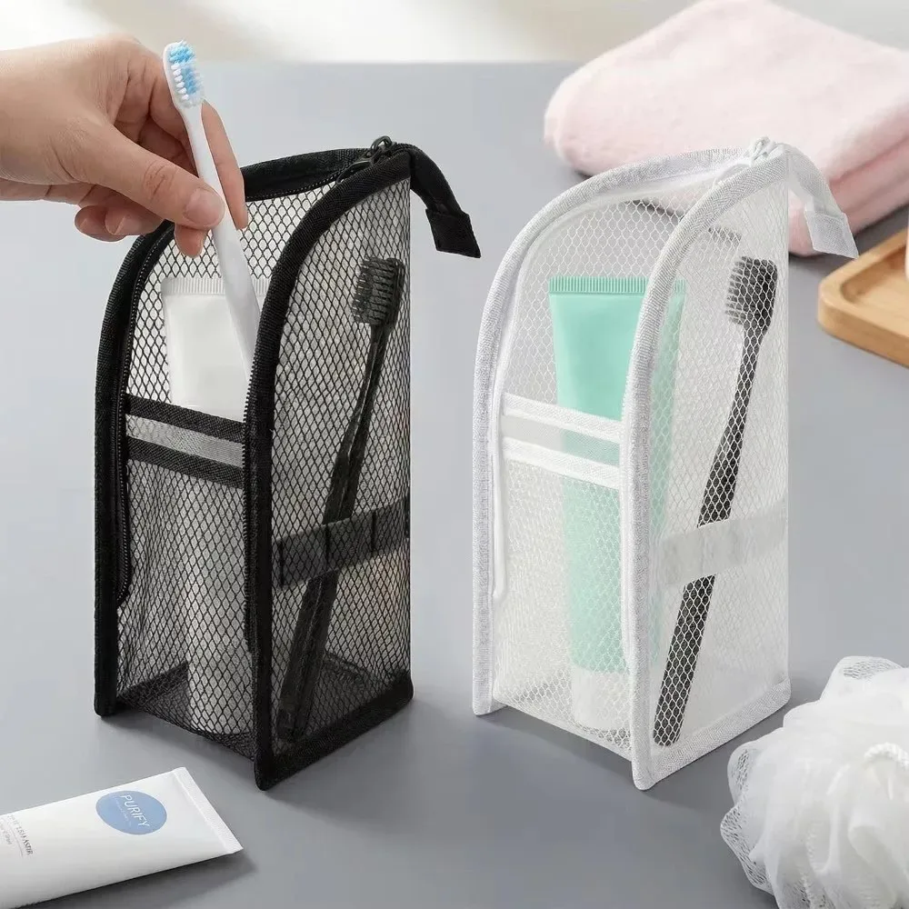 trousse de toilette en maille respirante à séchage rapide, étui à brosse à dents anti-moisissure, organiseur de cosmétiques pour voyage, dortoir universitaire, salle de sport, douche