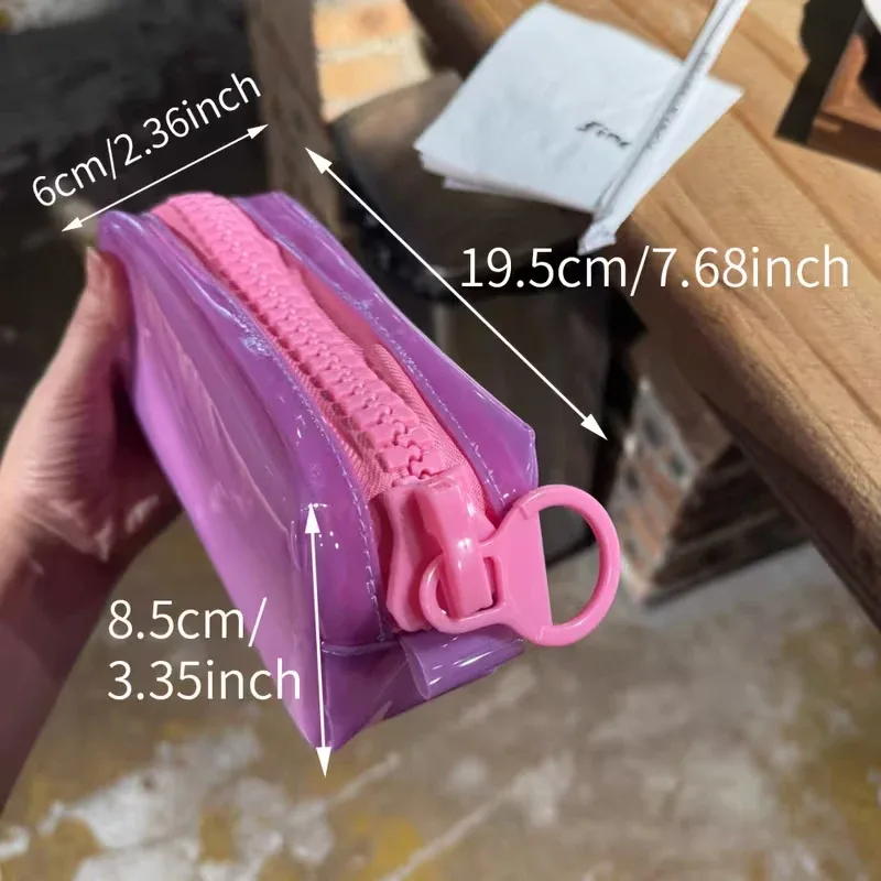 étui à crayons transparent en pvc de grande capacité, étui à crayons stimulant la dopamine, cadeau de rentrée scolaire, organisateur de papeterie durable.