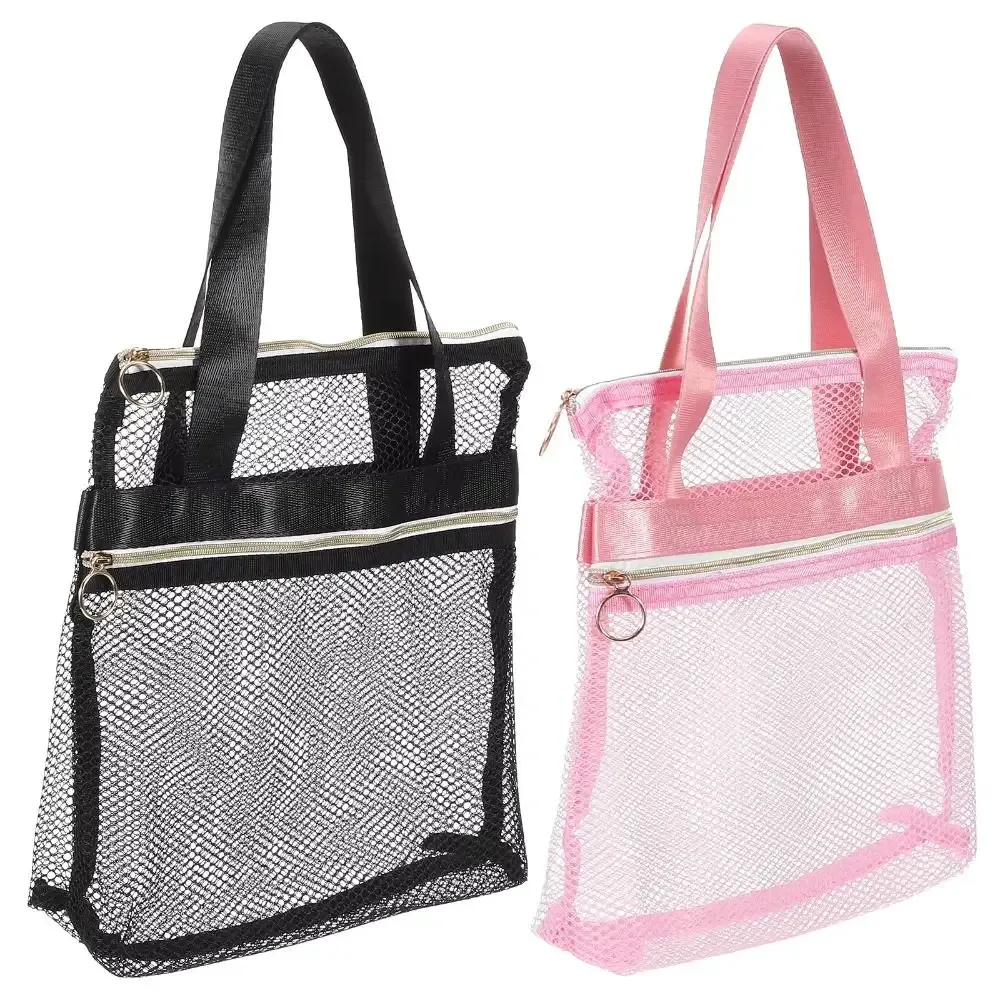 sac de plage en maille portable, sac de douche transparent multifonctionnel, sac à cosmétiques, organisateur de produits de toilette, pochette de rangement, sac de lavage de voyage, natation