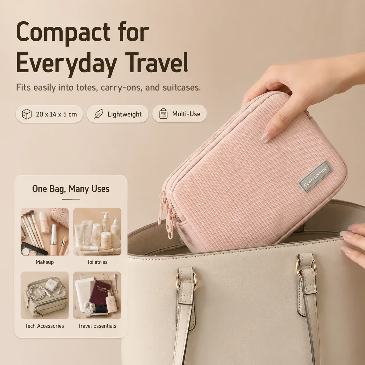 trousse de maquillage de voyage, organisateur de cosmétiques, étanche, grande capacité, détachable, double couche, fenêtre transparente, pochette de rangement de toilette pour femmes