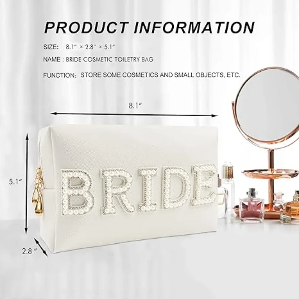 trousse de maquillage à perles scintillantes, trousse à cosmétiques portable pour future mariée, pochette de toilette pour enterrement de vie de jeune fille, accessoires cadeaux de mariage, 1 pièce