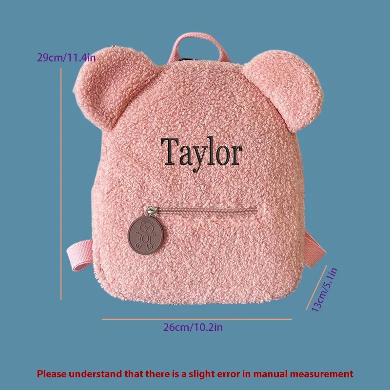 sac à dos décontracté en peluche brodé personnalisé en forme d'ours en peluche, idéal pour l'école, les sorties quotidiennes et les cadeaux