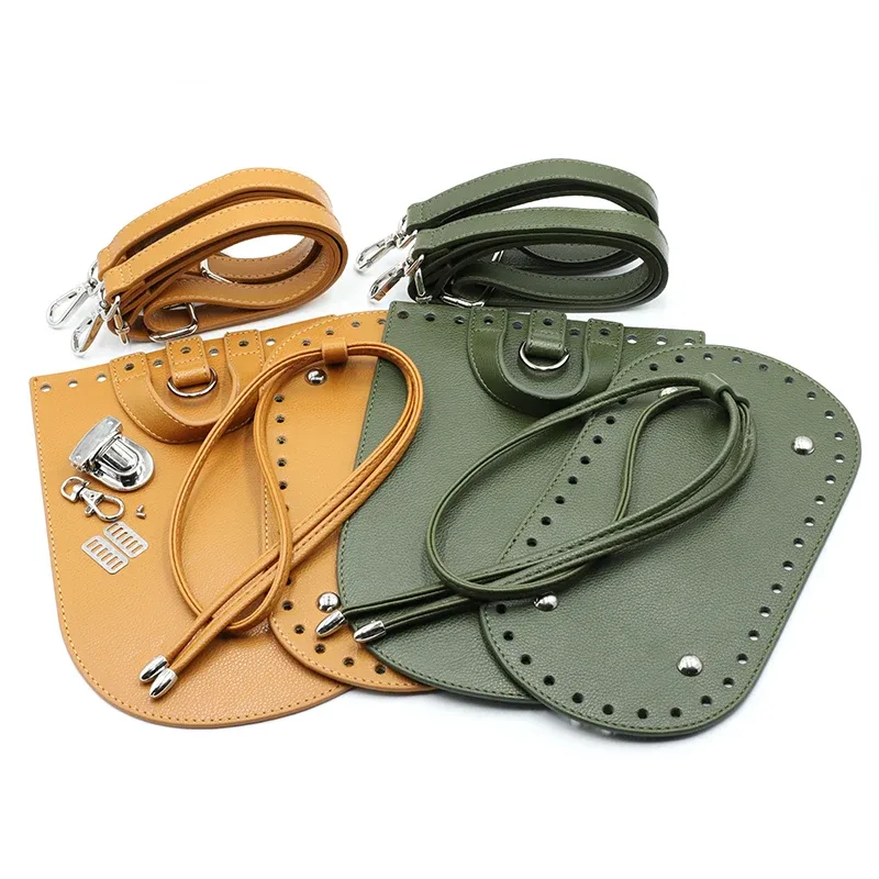 1 ensemble de sacs à main faits à la main en cuir pu avec fond de sac, accessoires de quincaillerie et bandoulière pour sac à main, pour sac à dos diy pour femme