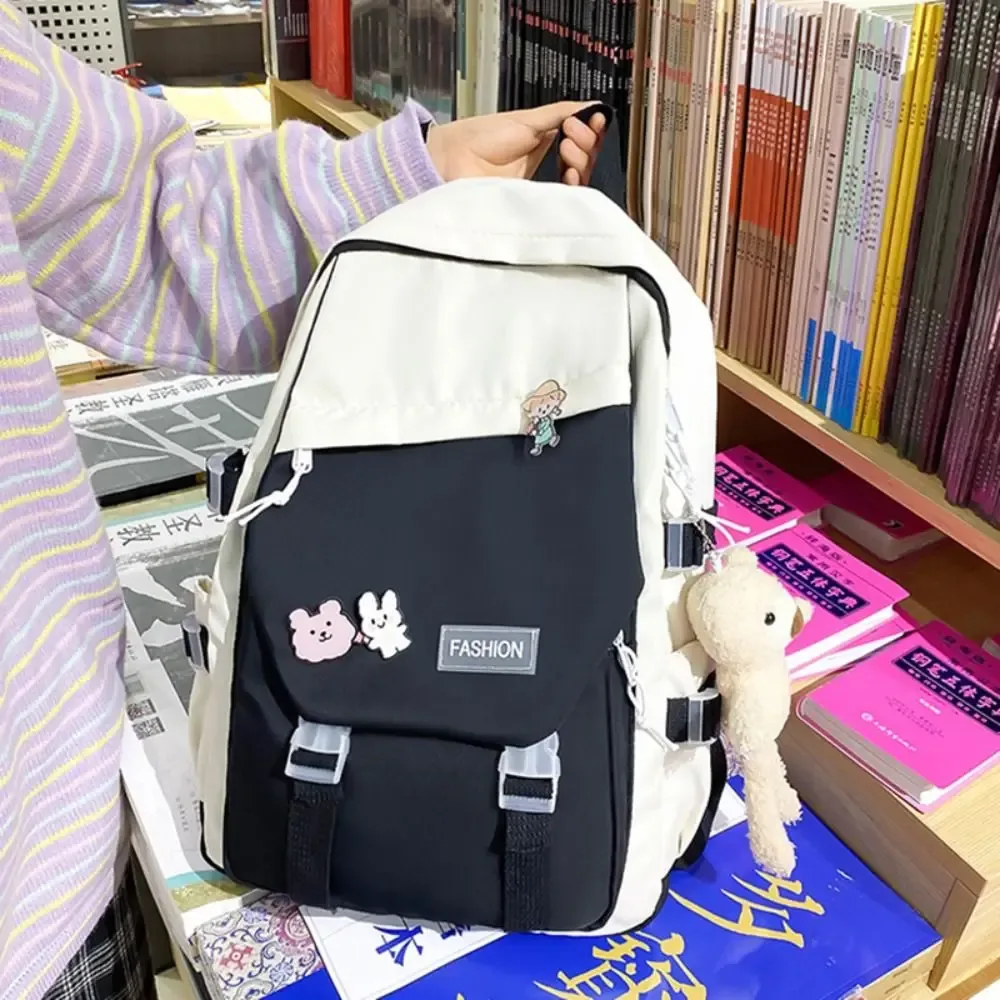 sac à dos multifonctionnel en nylon imperméable de grande capacité, cartable d'école pour garçon et fille