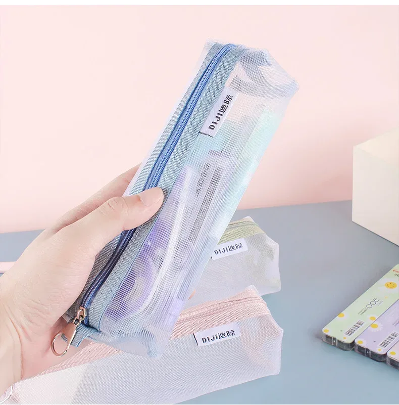 trousse de maquillage, sac à main d'école, étuis à crayons pour bureau, grande et petite trousse de toilette transparente en nylon pour étudiants