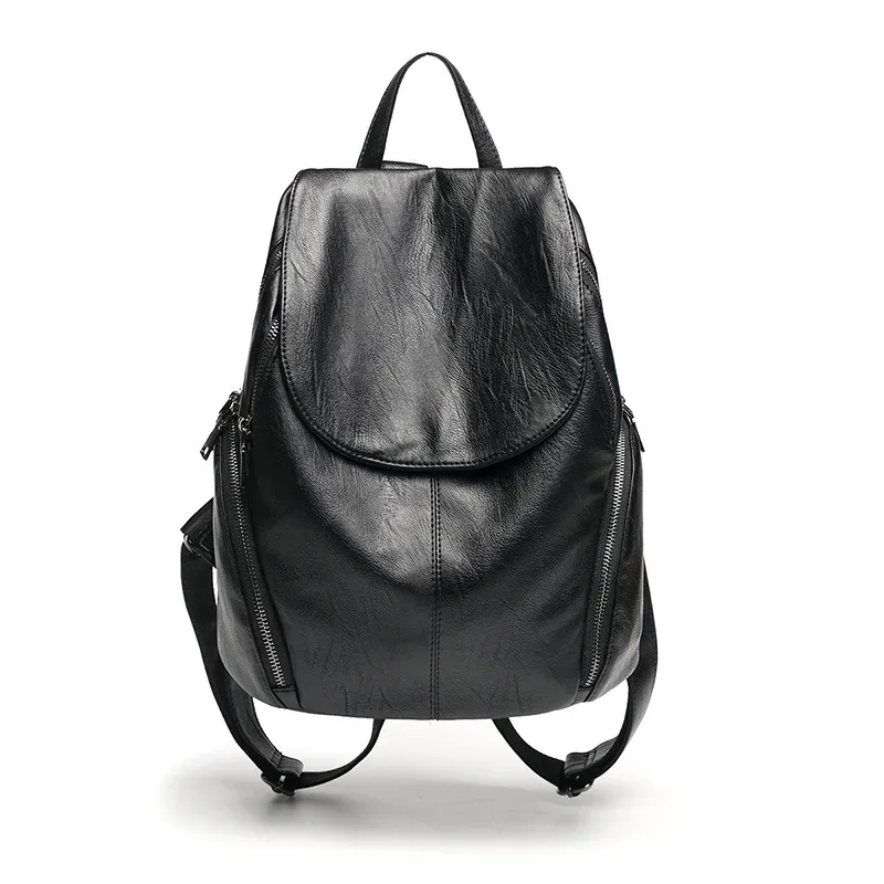 sacs à dos noirs pour femmes en cuir véritable haute capacité sac à dos étanche à la mode femmes sacs d'école fille voyage sacs d'école