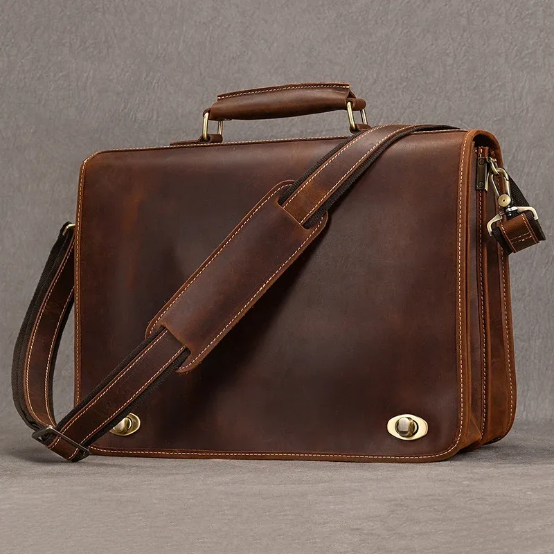 luufan-sac à main en cuir véritable pour ordinateur portable pour homme, sac d'ordinateur pour homme, sacs initiés pour documents a4, fourre-tout décontracté 03, travail