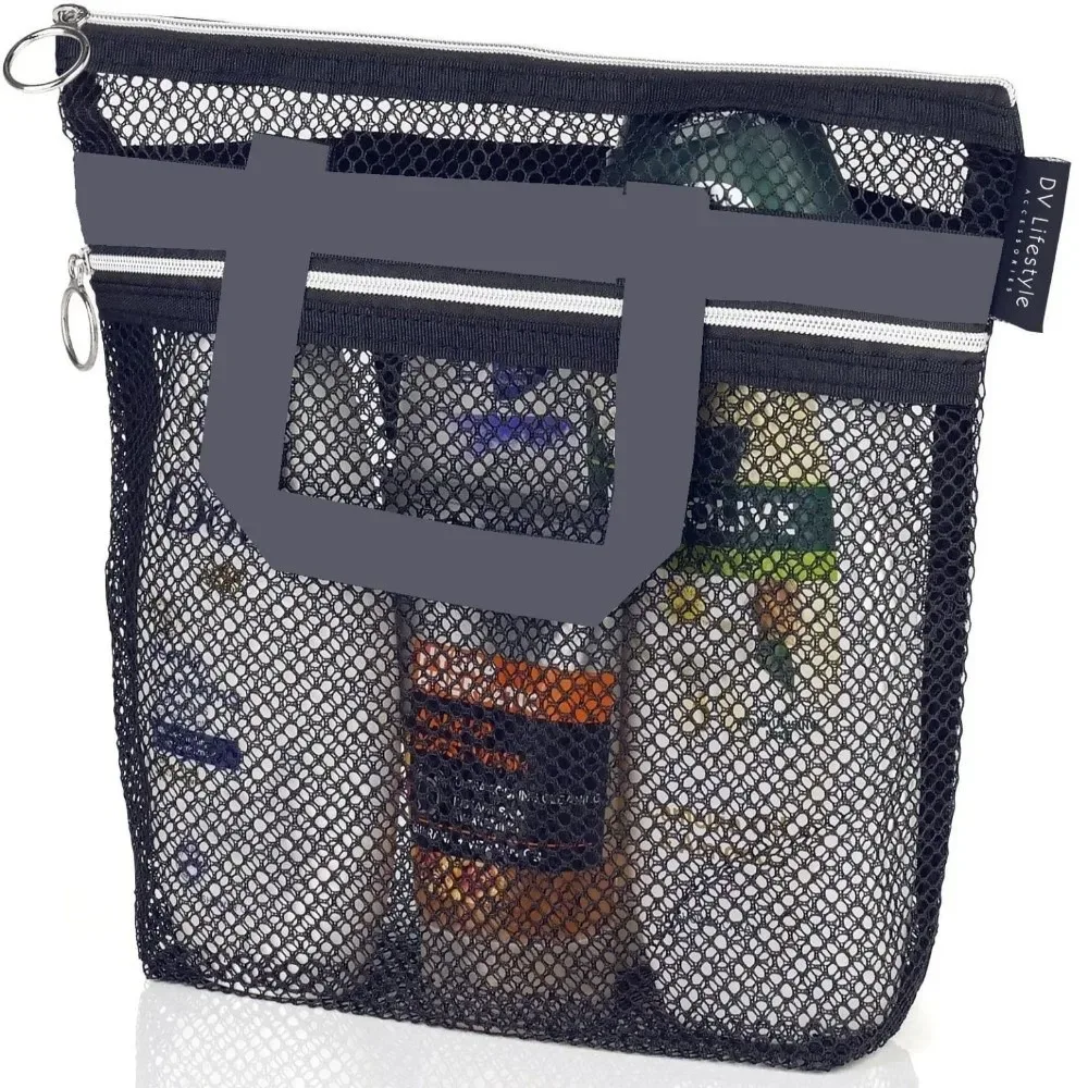 sac de plage en maille portable, sac de douche transparent multifonctionnel, sac à cosmétiques, organisateur de produits de toilette, pochette de rangement, sac de lavage de voyage, natation