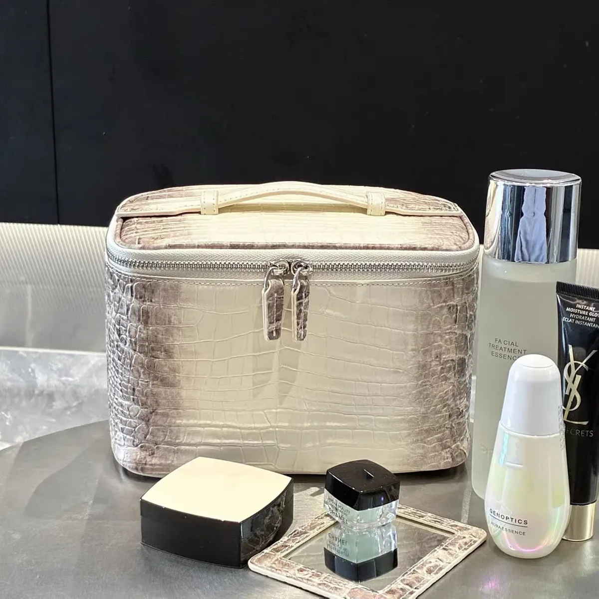 sac à cosmétiques portable pour femmes, grande capacité, organiseur de toilette de voyage, sac de rangement pour maquillage en pu imperméable, nouvelle tendance