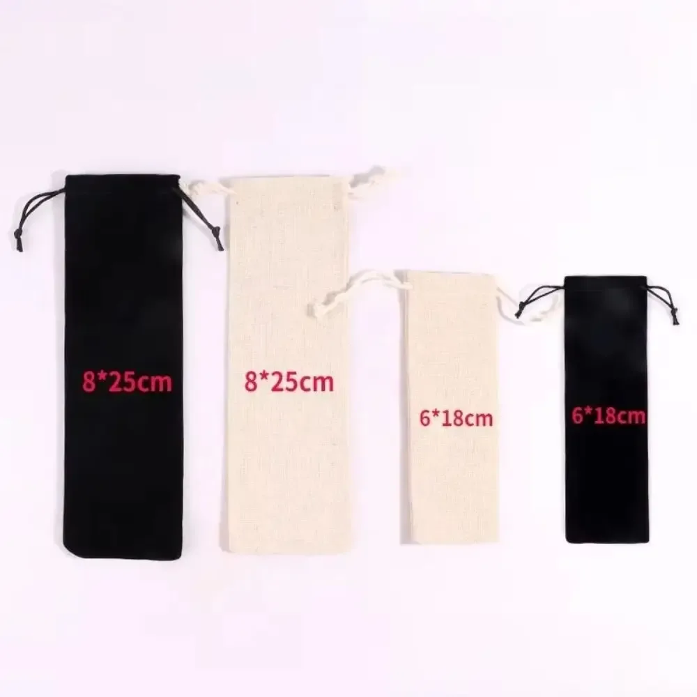 sac de rangement portable en coton et lin avec cordon de serrage, anti-poussière, pour pailles, pochette à cordon pour la maison