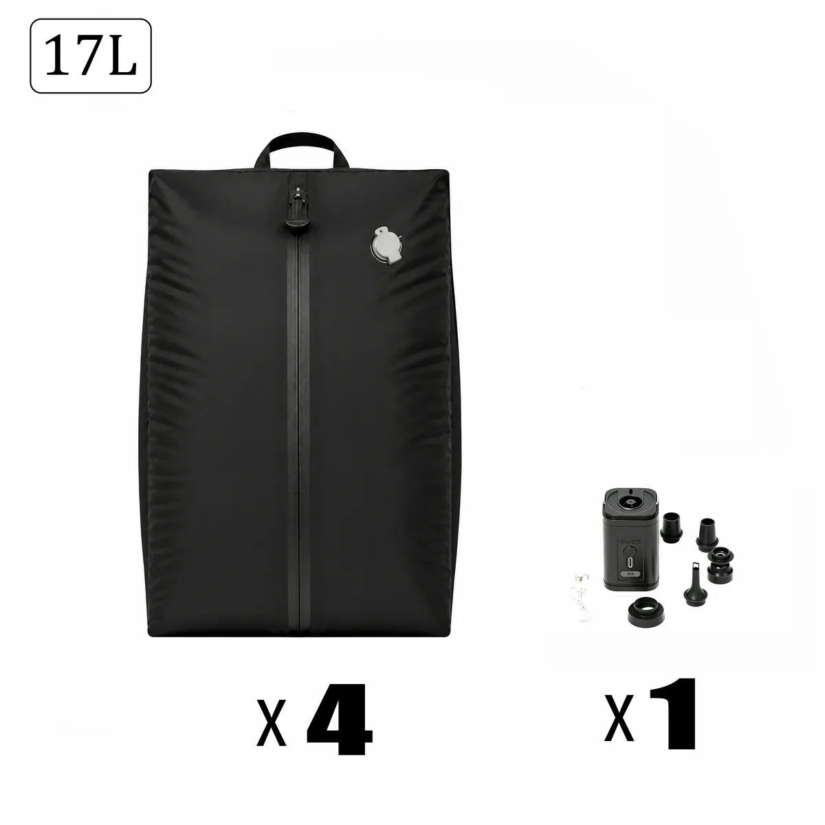 sacs de rangement étanches ip67 17l, cube de compression en polyester tpu pour vêtements, organisateur de valise avec fermeture éclair, réutilisables et antihumidité, pour linge de maison, avec pompe électrique incluse