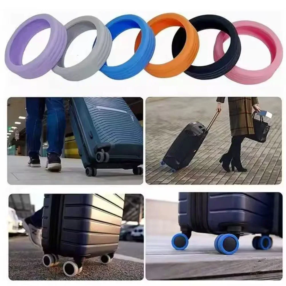 protecteur de roue en silicone, 8 pièces, compartiment à bagages, housse de protection de roue, boîtier de chariot, manchon à roulettes silencieux, accessoires de valise