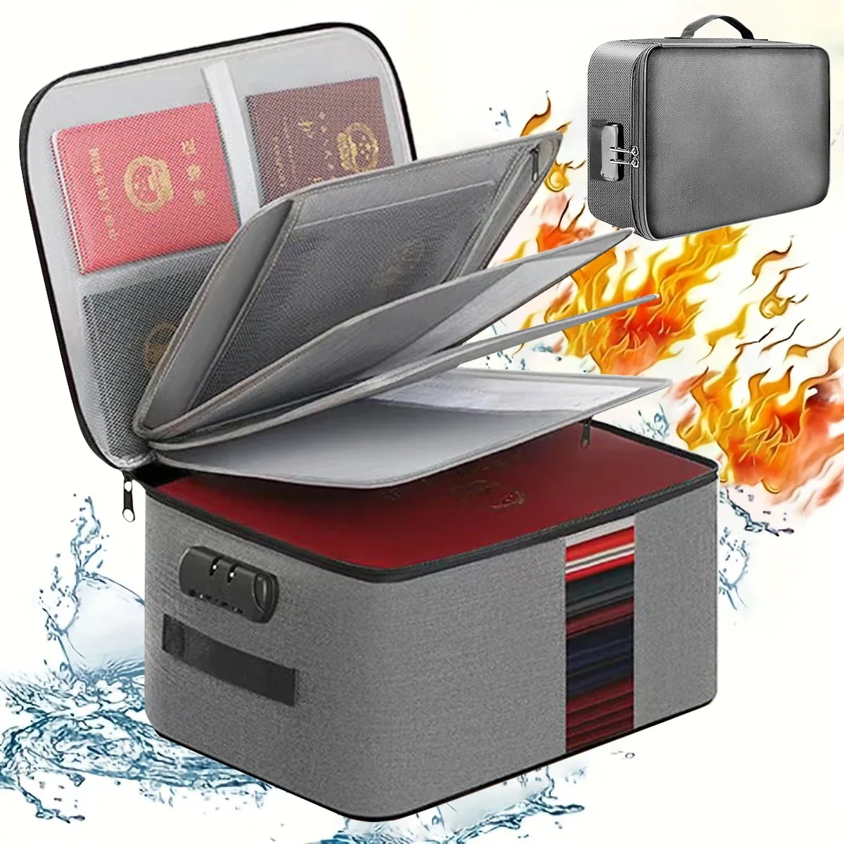 sac pour passeport de documents haute capacité 3/5 couches oxford avec serrure étui organisateur de documents grand espace pour les certificats de dossiers a4