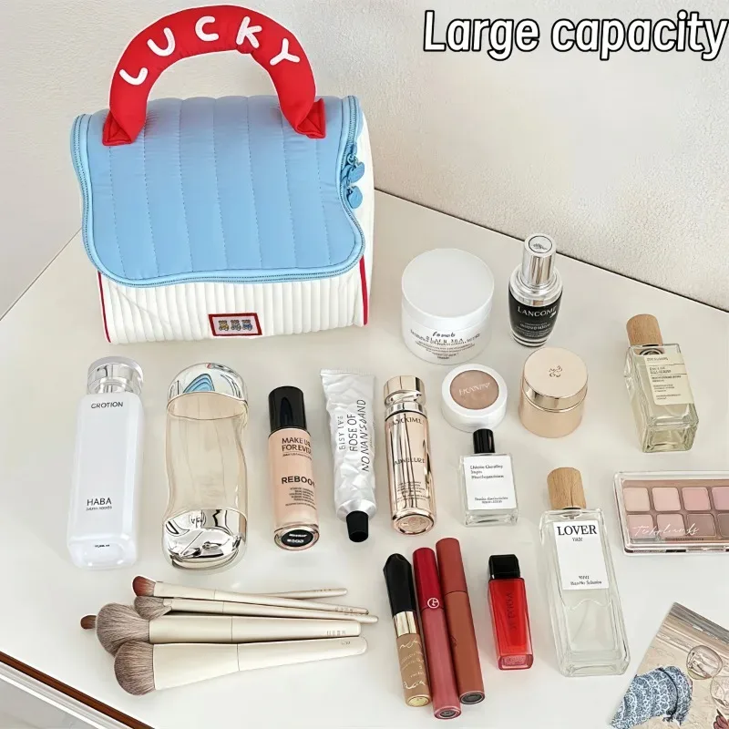 sac à main mignon à motif de dessin animé pour filles, grande capacité, organiseur de cosmétiques, sac de toilette portable pour voyage