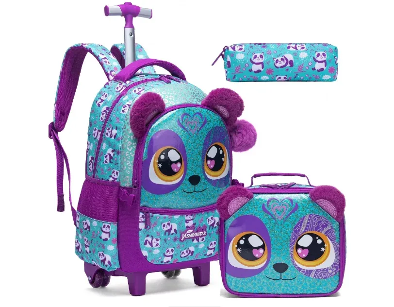 sac de voyage à roulettes pour filles, valise à roulettes pour filles, sac à roulettes pour élèves du primaire, ensemble de sacs à roulettes pour l'école, sac à déjeuner, trousse à crayons