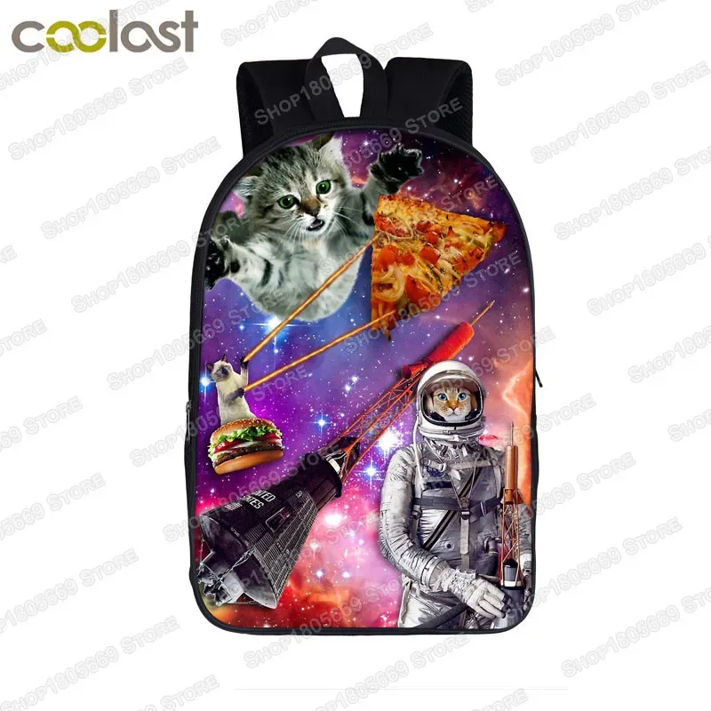 sac à dos licorne chat espace amusant, sac à dos laser chat chat, sac à dos d'école pour enfants et adolescentes, sac à livres pour enfants