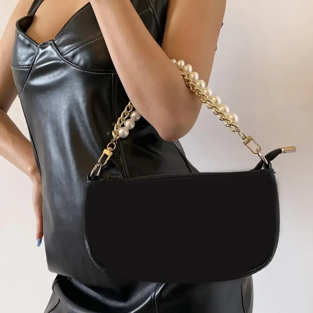 chaînes de remplacement pour sacs avec clips, sangle de décoration pour sac à bandoulière en fausse perle double couche, chaîne épaisse détachable pour sac à main