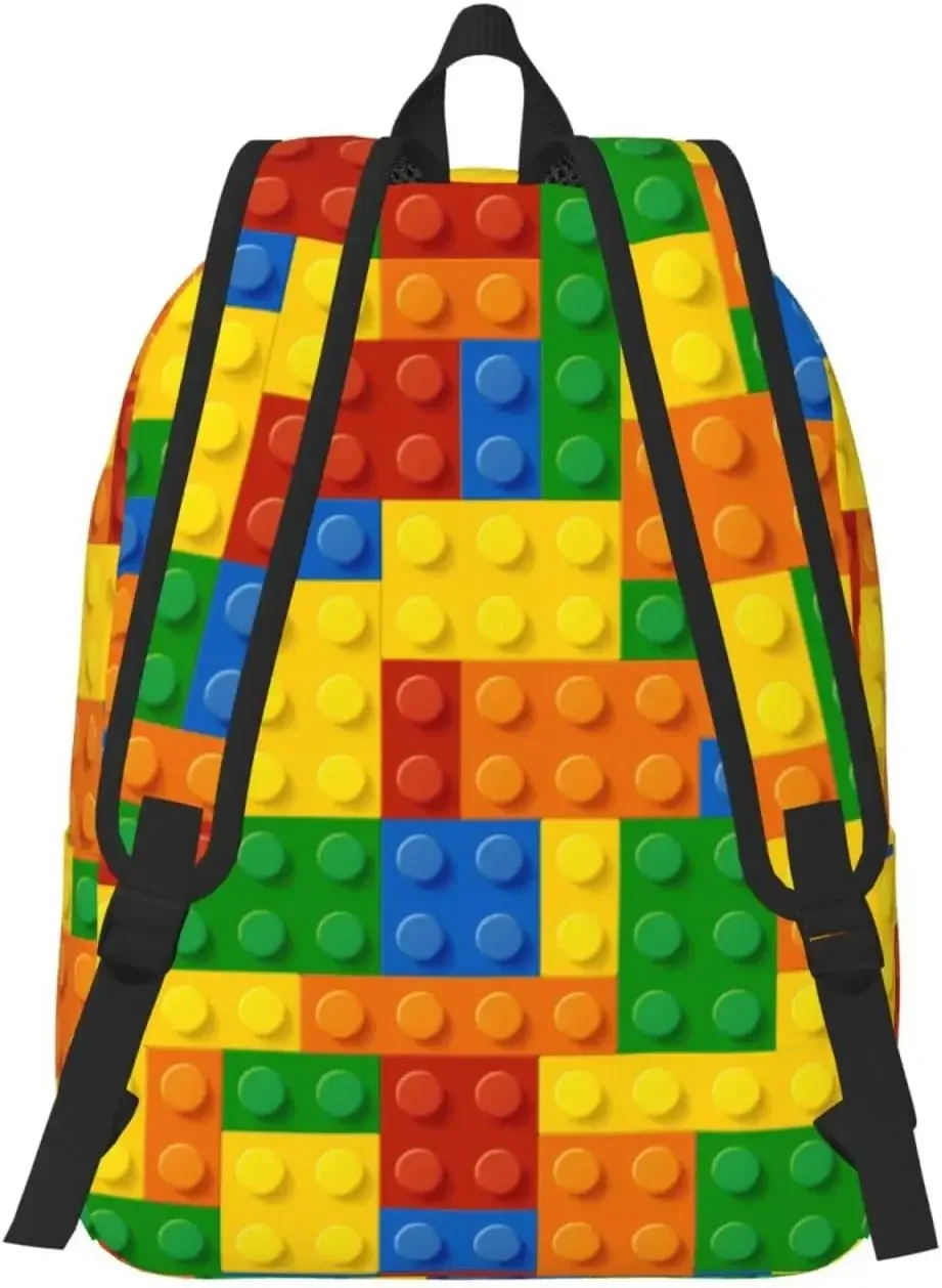 blocs colorés motif amusant sac à dos pour filles garçons femmes sac à dos léger sac à dos décontracté pour voyage camping en plein air 15 pouces