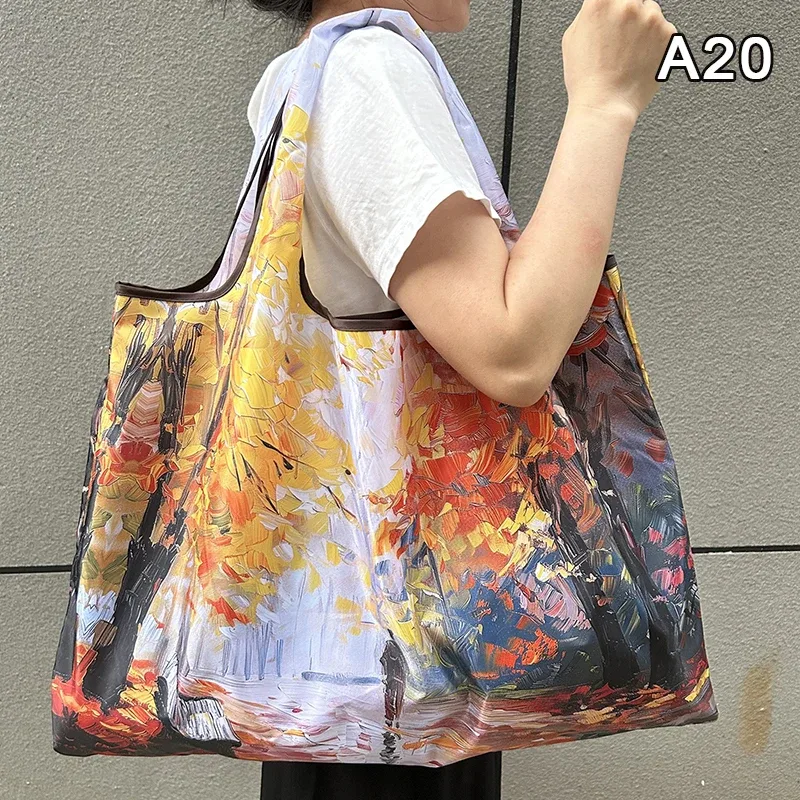 sac de courses pliable, nouvelle mode, sac de rangement d'épicerie réutilisable, sac à main à bandoulière portable en nylon, fourre-tout de voyage