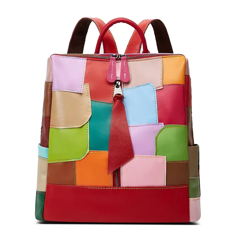 sac à dos interne de grande capacité, sac à dos irrégulier avec épissure de couleur, sac à main quotidien d'extérieur décontracté pour femmes