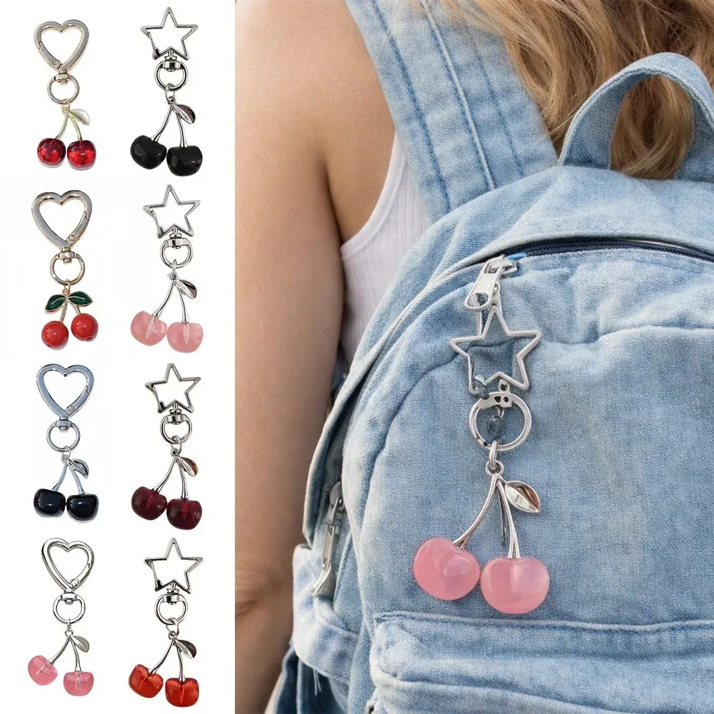 nouveau porte-clés cerise en résine, simulation de fruit, créatif, accessoire de bijouterie diy, décoration suspendue pour sac à dos