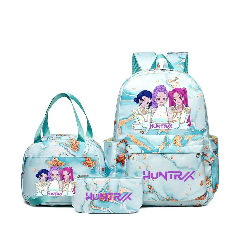 sacs à dos kpop demon hunters avec sacs à déjeuner, sacs d'école légers pour étudiants et adolescents, sac de voyage décontracté pour femmes, 3 pièces/ensembles