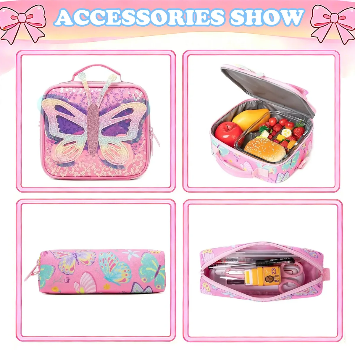 sac à dos scolaire mignon pour filles, sac à bandoulière pour enfants avec boîte à lunch isotherme, sac à dos décontracté pour étudiants, cadeau de rentrée scolaire
