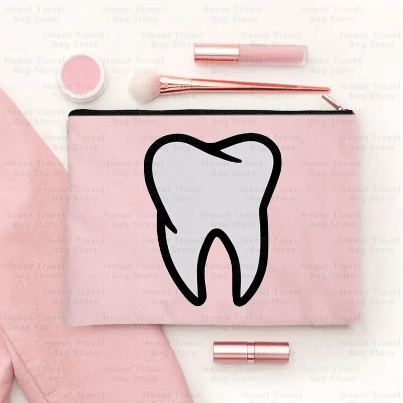 sac de dessin animé de dents pour femmes, pocommuniste de maquillage cosmétiques kawaii, trousse à crayons pour enfants, sacs de toilette en toile de voyage, poudres de golf, 2023